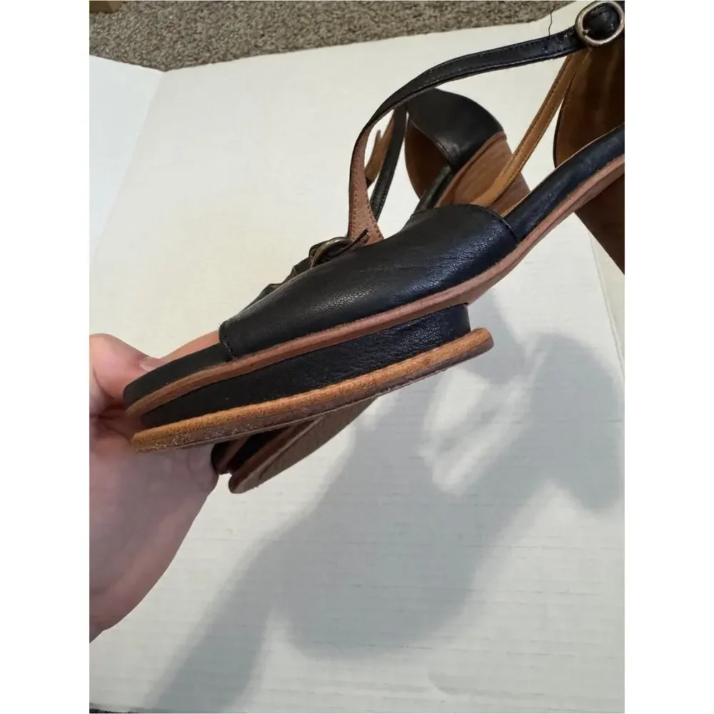 Pepe Monjo Argila Black Leather Strappy Platform Heels Womens 7.5 Boho Classic